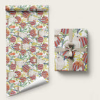 Little Corella Australia Cockatoo Wrapping Paper Cacatua Sanguinea Banksia Seamless White - Aussie Hoodie