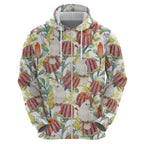 Little Corella Australia Cockatoo Zip Hoodie Cacatua Sanguinea Banksia Seamless White - Aussie Hoodie