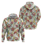 Little Corella Australia Cockatoo Zip Hoodie Cacatua Sanguinea Banksia Seamless White - Aussie Hoodie