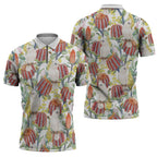 Little Corella Australia Cockatoo Zipper Polo Shirt Cacatua Sanguinea Banksia Seamless White - Aussie Hoodie