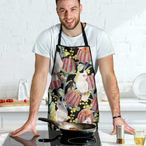 Little Corella Australia Cockatoo Apron Cacatua Sanguinea Banksia Seamless Black - Aussie Hoodie