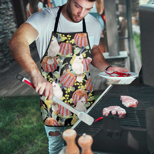 Little Corella Australia Cockatoo Apron Cacatua Sanguinea Banksia Seamless Black - Aussie Hoodie