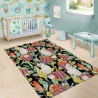 Little Corella Australia Cockatoo Area Rug Cacatua Sanguinea Banksia Seamless Black - Aussie Hoodie