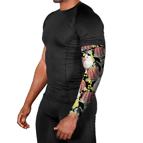 Little Corella Australia Cockatoo Arm Sleeves Cacatua Sanguinea Banksia Seamless Black - Aussie Hoodie