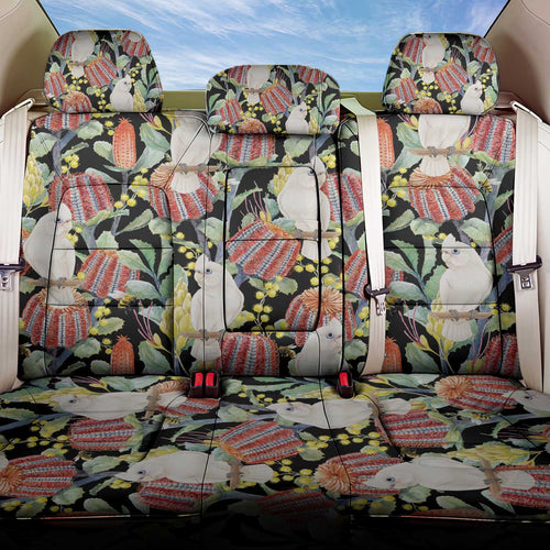 Little Corella Australia Cockatoo Back Car Seat Cover Cacatua Sanguinea Banksia Seamless Black - Aussie Hoodie