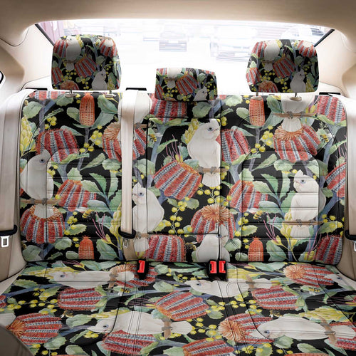 Little Corella Australia Cockatoo Back Car Seat Cover Cacatua Sanguinea Banksia Seamless Black - Aussie Hoodie