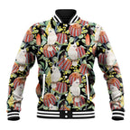 Little Corella Australia Cockatoo Baseball Jacket Cacatua Sanguinea Banksia Seamless Black - Aussie Hoodie