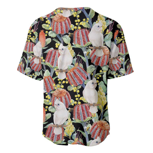 Little Corella Australia Cockatoo Baseball Jersey Cacatua Sanguinea Banksia Seamless Black - Aussie Hoodie