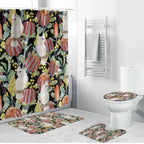 Little Corella Australia Cockatoo Bathroom Set Cacatua Sanguinea Banksia Seamless Black - Aussie Hoodie