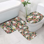 Little Corella Australia Cockatoo Bathroom Set Cacatua Sanguinea Banksia Seamless Black - Aussie Hoodie