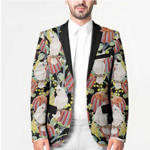 Little Corella Australia Cockatoo Blazer Cacatua Sanguinea Banksia Seamless Black - Aussie Hoodie