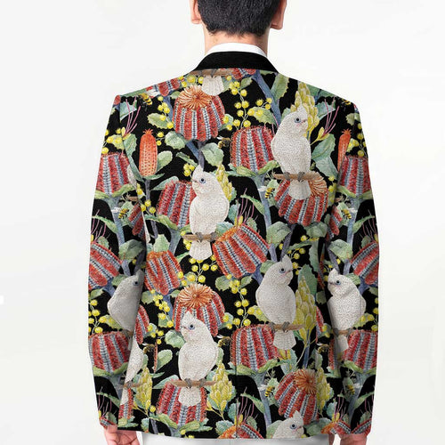 Little Corella Australia Cockatoo Blazer Cacatua Sanguinea Banksia Seamless Black - Aussie Hoodie