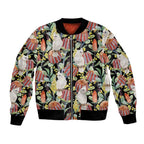 Little Corella Australia Cockatoo Bomber Jacket Cacatua Sanguinea Banksia Seamless Black - Aussie Hoodie