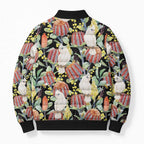 Little Corella Australia Cockatoo Bomber Puffer Jacket Cacatua Sanguinea Banksia Seamless Black - Aussie Hoodie