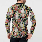 Little Corella Australia Cockatoo Button Sweatshirt Cacatua Sanguinea Banksia Seamless Black - Aussie Hoodie