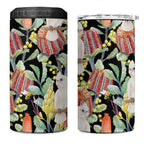 Little Corella Australia Cockatoo 4 in 1 Can Cooler Tumbler Cacatua Sanguinea Banksia Seamless Black - Aussie Hoodie