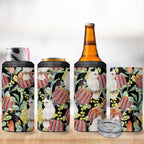 Little Corella Australia Cockatoo 4 in 1 Can Cooler Tumbler Cacatua Sanguinea Banksia Seamless Black - Aussie Hoodie