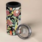 Little Corella Australia Cockatoo 4 in 1 Can Cooler Tumbler Cacatua Sanguinea Banksia Seamless Black - Aussie Hoodie