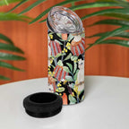 Little Corella Australia Cockatoo 4 in 1 Can Cooler Tumbler Cacatua Sanguinea Banksia Seamless Black - Aussie Hoodie