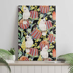 Little Corella Australia Cockatoo Canvas Wall Art Cacatua Sanguinea Banksia Seamless Black - Aussie Hoodie