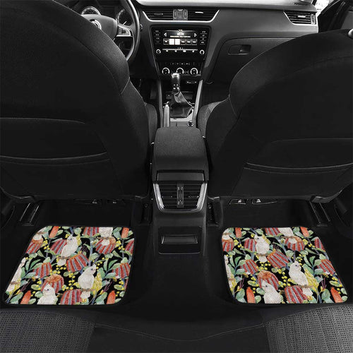 Little Corella Australia Cockatoo Car Mats Cacatua Sanguinea Banksia Seamless Black - Aussie Hoodie
