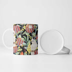 Little Corella Australia Cockatoo Ceramic Mug Cacatua Sanguinea Banksia Seamless Black - Aussie Hoodie