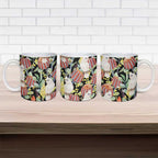 Little Corella Australia Cockatoo Ceramic Mug Cacatua Sanguinea Banksia Seamless Black - Aussie Hoodie