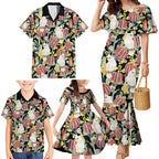 Little Corella Australia Cockatoo Family Matching Mermaid Dress and Hawaiian Shirt Cacatua Sanguinea Banksia Seamless Black - Aussie Hoodie