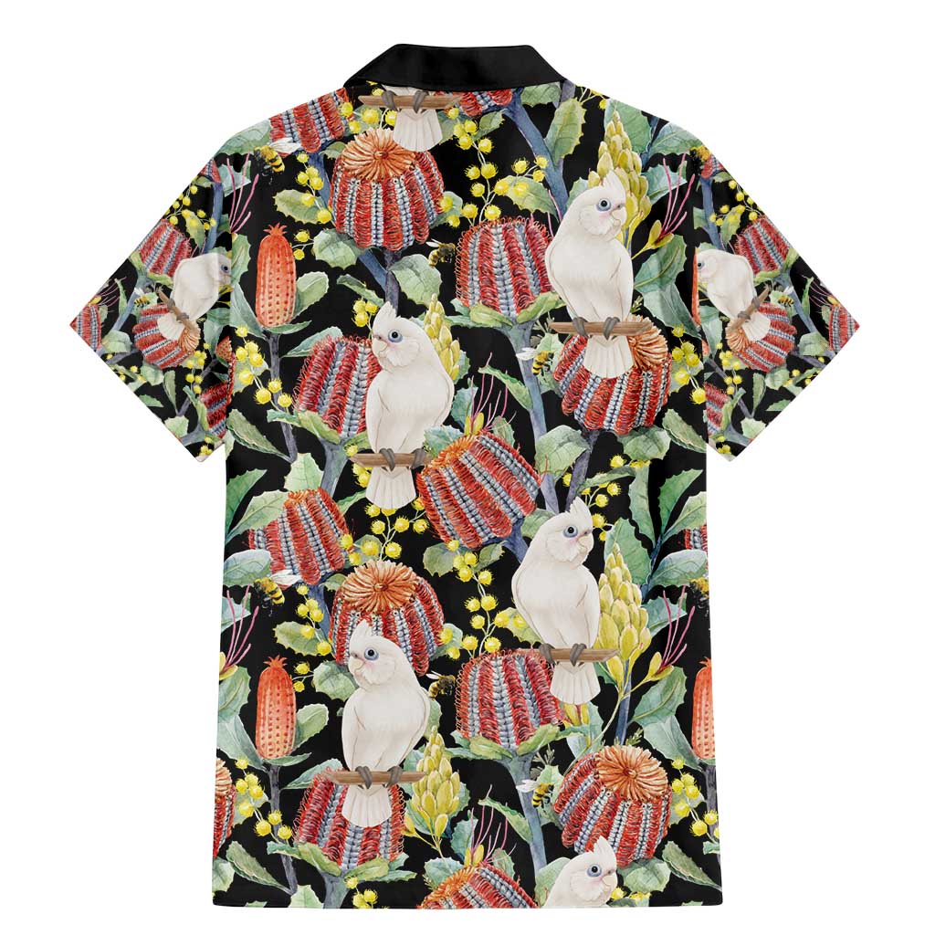 Little Corella Australia Cockatoo Family Matching Mermaid Dress and Hawaiian Shirt Cacatua Sanguinea Banksia Seamless Black - Aussie Hoodie
