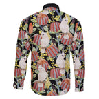 Little Corella Australia Cockatoo Family Matching Off The Shoulder Long Sleeve Dress and Hawaiian Shirt Cacatua Sanguinea Banksia Seamless Black - Aussie Hoodie
