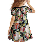 Little Corella Australia Cockatoo Family Matching Off Shoulder Maxi Dress and Hawaiian Shirt Cacatua Sanguinea Banksia Seamless Black - Aussie Hoodie
