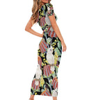 Little Corella Australia Cockatoo Family Matching Short Sleeve Bodycon Dress and Hawaiian Shirt Cacatua Sanguinea Banksia Seamless Black - Aussie Hoodie