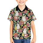Little Corella Australia Cockatoo Hawaiian Shirt Cacatua Sanguinea Banksia Seamless Black - Aussie Hoodie