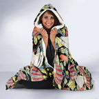 Little Corella Australia Cockatoo Hooded Blanket Cacatua Sanguinea Banksia Seamless Black - Aussie Hoodie