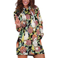 Little Corella Australia Cockatoo Hoodie Dress Cacatua Sanguinea Banksia Seamless Black - Aussie Hoodie