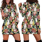Little Corella Australia Cockatoo Hoodie Dress Cacatua Sanguinea Banksia Seamless Black - Aussie Hoodie