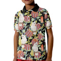 Little Corella Australia Cockatoo Kid Polo Shirt Cacatua Sanguinea Banksia Seamless Black - Aussie Hoodie
