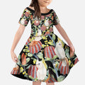 Little Corella Australia Cockatoo Kid Short Sleeve Dress Cacatua Sanguinea Banksia Seamless Black - Aussie Hoodie