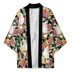 Little Corella Australia Cockatoo Kimono Cacatua Sanguinea Banksia Seamless Black - Aussie Hoodie