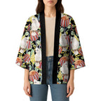 Little Corella Australia Cockatoo Kimono Cacatua Sanguinea Banksia Seamless Black - Aussie Hoodie