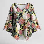 Little Corella Australia Cockatoo Kimono Sleeve Blouse Cacatua Sanguinea Banksia Seamless Black - Aussie Hoodie