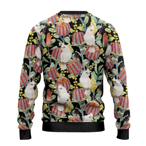 Little Corella Australia Cockatoo Ugly Christmas Sweater Cacatua Sanguinea Banksia Seamless Black - Aussie Hoodie