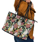 Little Corella Australia Cockatoo Leather Tote Bag Cacatua Sanguinea Banksia Seamless Black - Aussie Hoodie