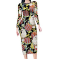 Little Corella Australia Cockatoo Long Sleeve Bodycon Dress Cacatua Sanguinea Banksia Seamless Black - Aussie Hoodie