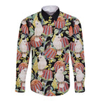 Little Corella Australia Cockatoo Long Sleeve Button Shirt Cacatua Sanguinea Banksia Seamless Black - Aussie Hoodie