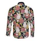 Little Corella Australia Cockatoo Long Sleeve Button Shirt Cacatua Sanguinea Banksia Seamless Black - Aussie Hoodie