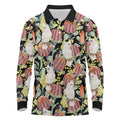 Little Corella Australia Cockatoo Long Sleeve Polo Shirt Cacatua Sanguinea Banksia Seamless Black - Aussie Hoodie