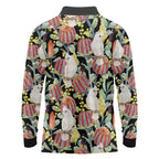 Little Corella Australia Cockatoo Long Sleeve Polo Shirt Cacatua Sanguinea Banksia Seamless Black - Aussie Hoodie