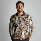 Little Corella Australia Cockatoo Long Sleeve Polo Shirt Cacatua Sanguinea Banksia Seamless Black - Aussie Hoodie
