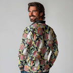 Little Corella Australia Cockatoo Long Sleeve Polo Shirt Cacatua Sanguinea Banksia Seamless Black - Aussie Hoodie